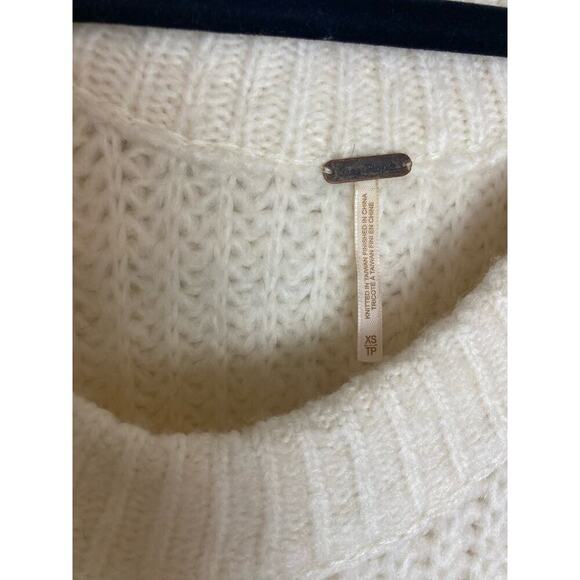 Free People Blue Bell V Neck Sweater Ivory Size XS - Picture 7 of 13